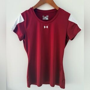 Under Armour Jersey Shirt Women's Red Performance Top Size S